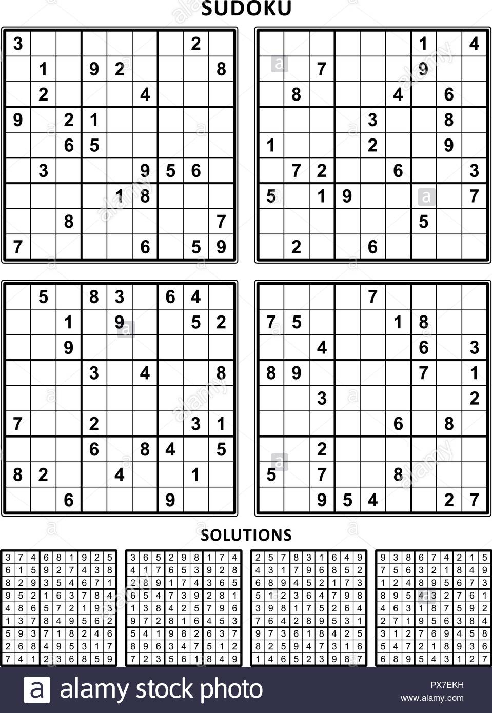 Four Sudoku Puzzles Of Comfortable Easy Yet Not Very Easy Sudoku 