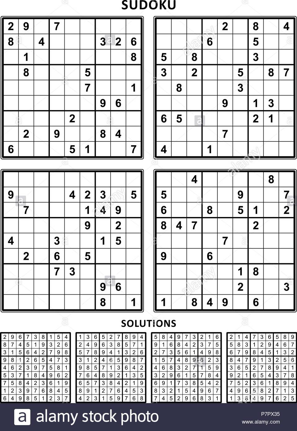 Four Sudoku Puzzles Of Comfortable Level, On A4 Or Letter