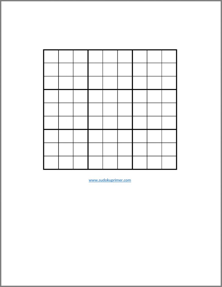 printable blank sudoku grid