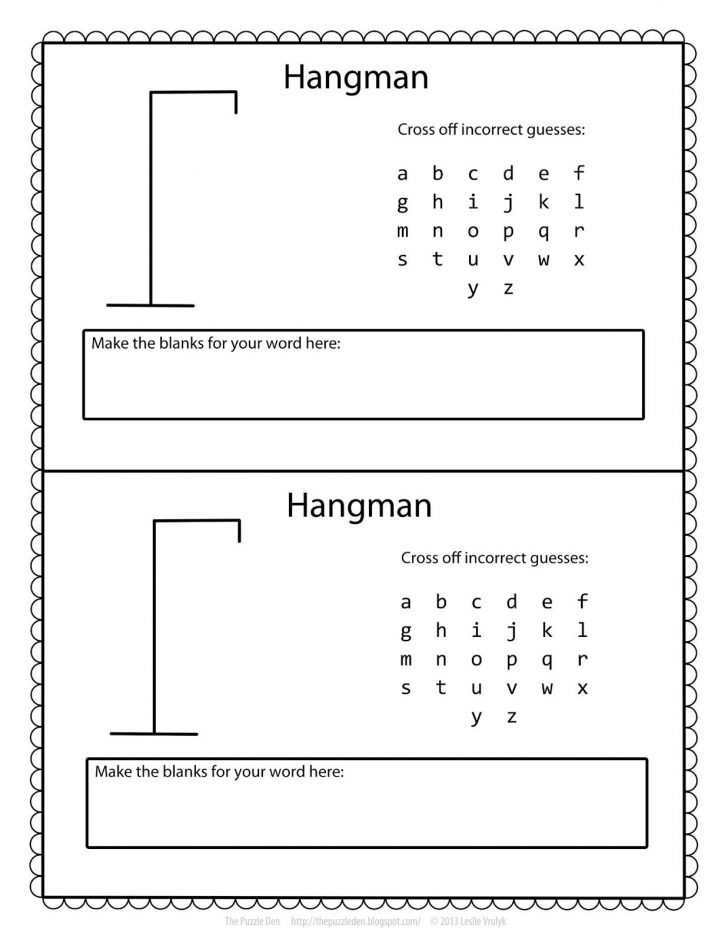 Free Hangman Template Printable Games For Kids, Hangman Sudoku