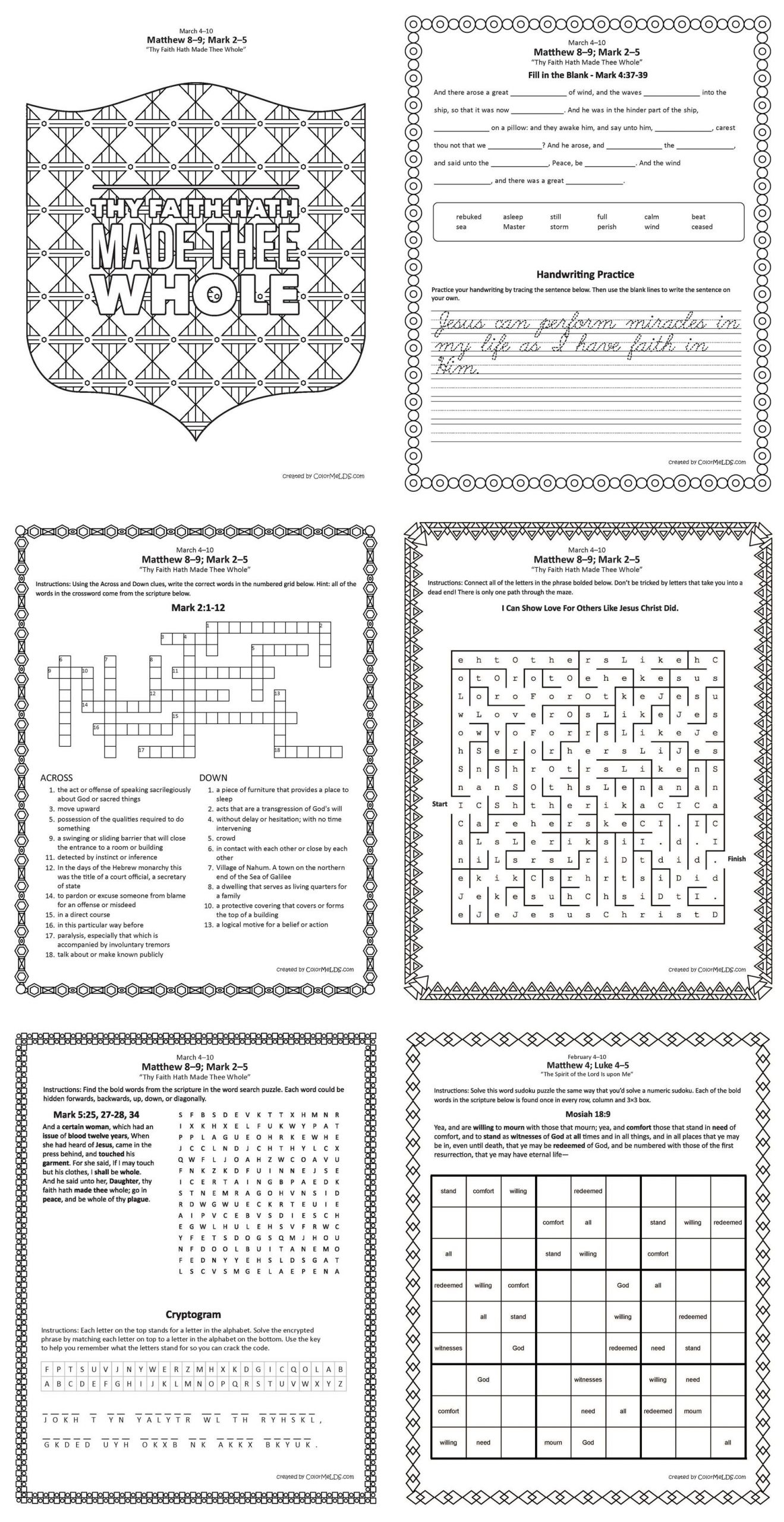 Free Lds Worksheets And Printables - Mazes, Crosswords, Word