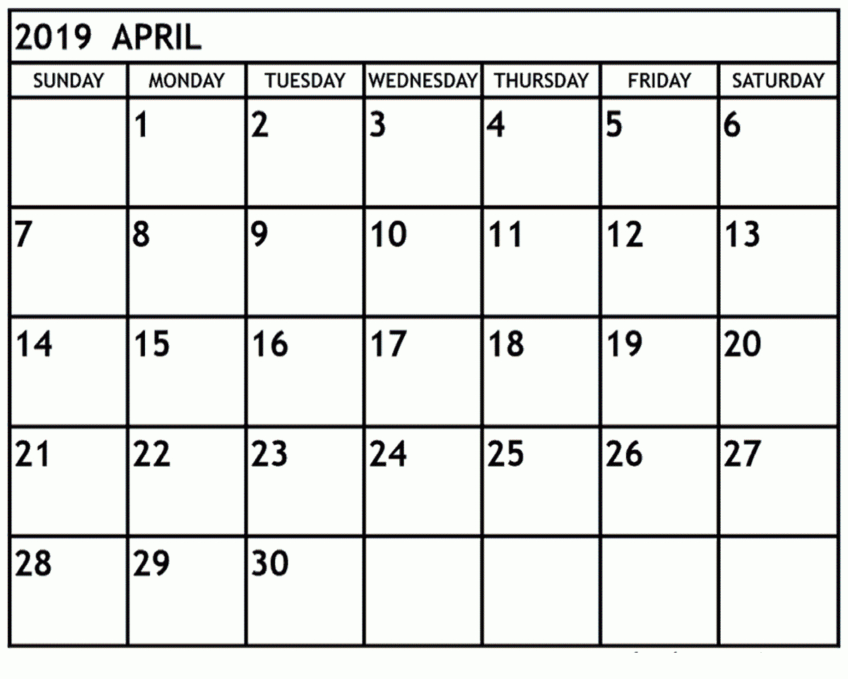 Free Printable April 2019 Calendar Template Word | Printable