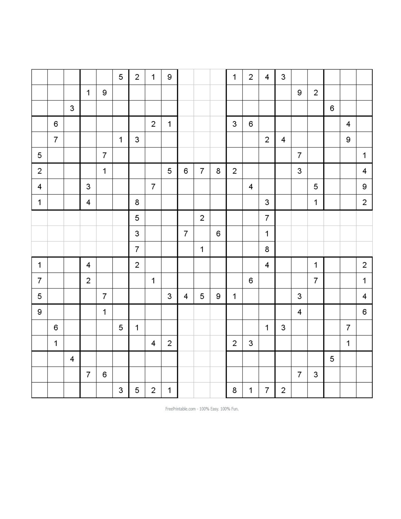 Free Printable Samurai Sudoku Puzzles | Puzzel, Spellen