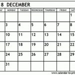 Get Printable December 2018 Calendar Print Blank Template