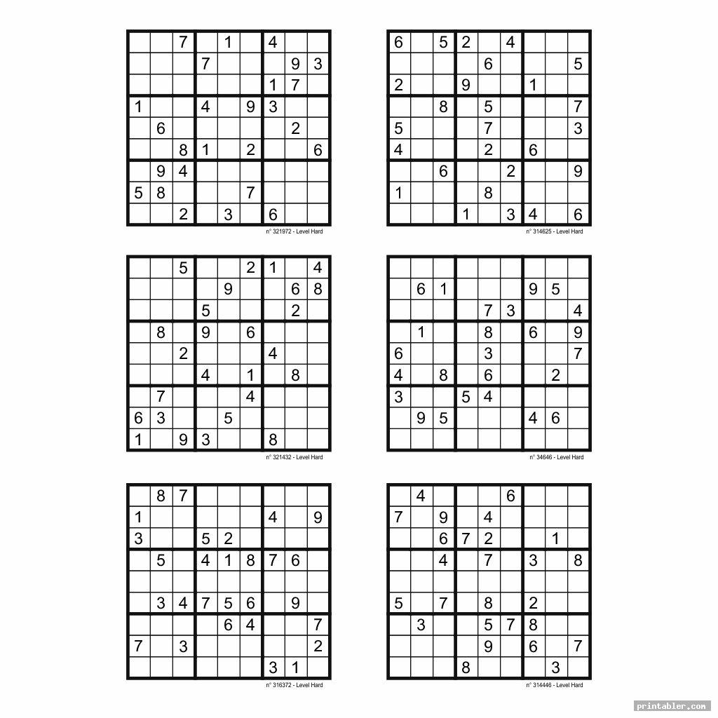 Hard Sudoku Printable 6 Per Page - Printabler