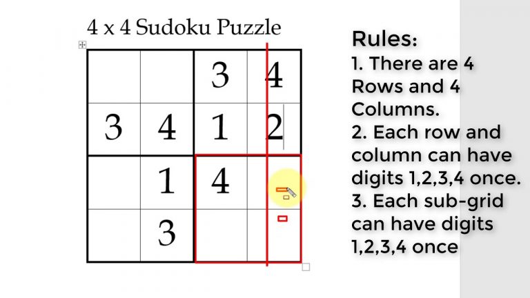 How To Solve 4X4 Sudoku Puzzle For Kids Online Pdf And Printable Also 