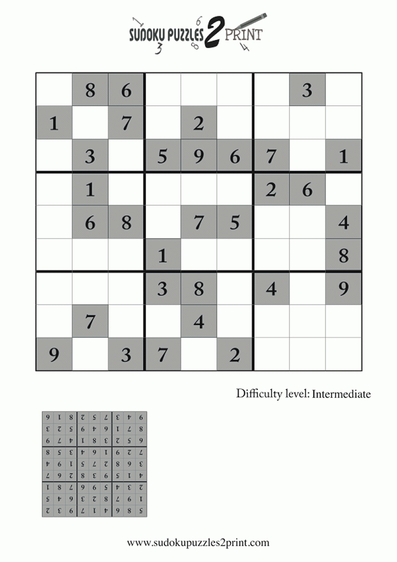 Printable Intermediate Sudoku Puzzles | Sudoku Printable