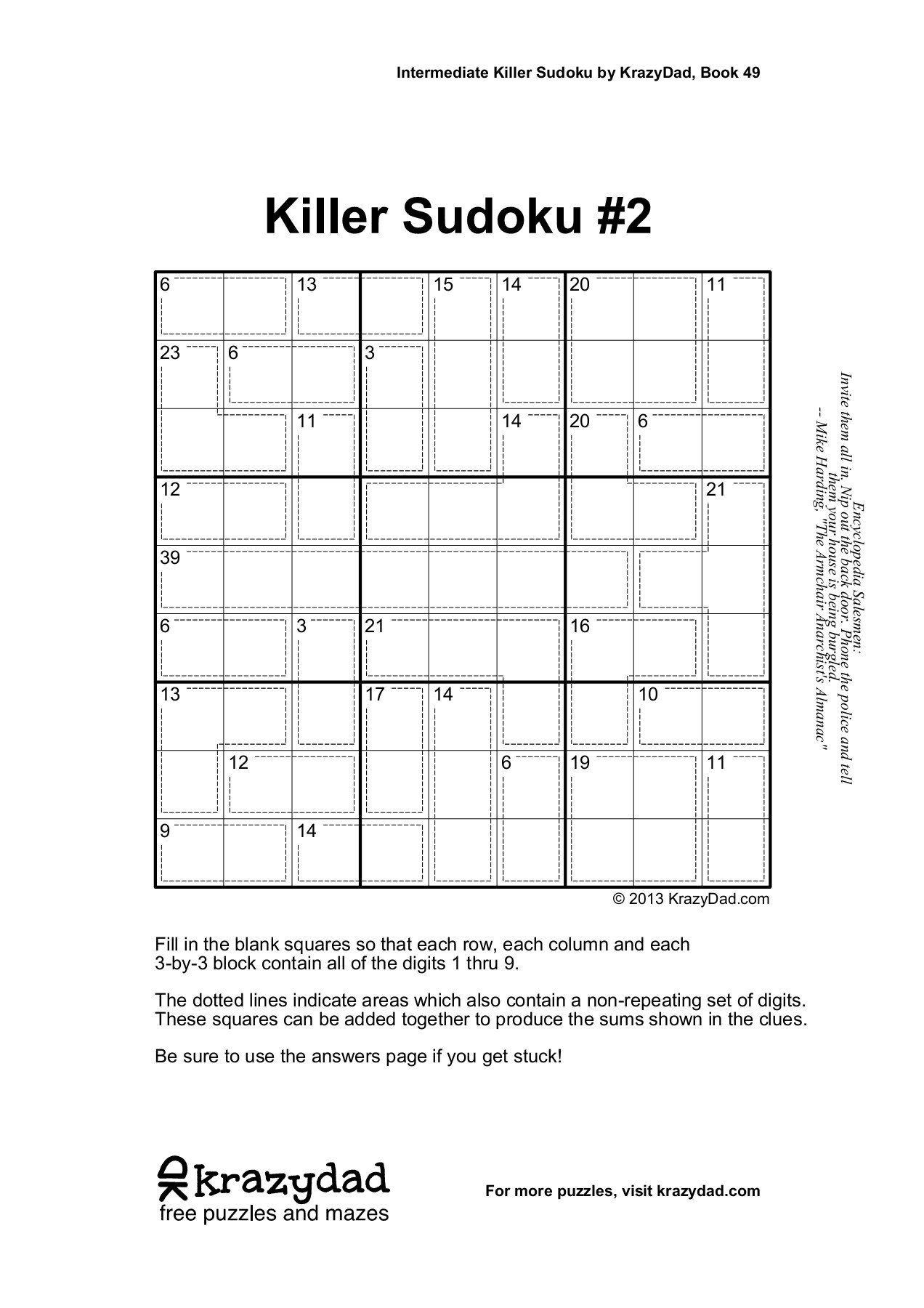 Bol Krazydad Psycho Killer Sudoku Volume 2, Jim Sudoku Printable