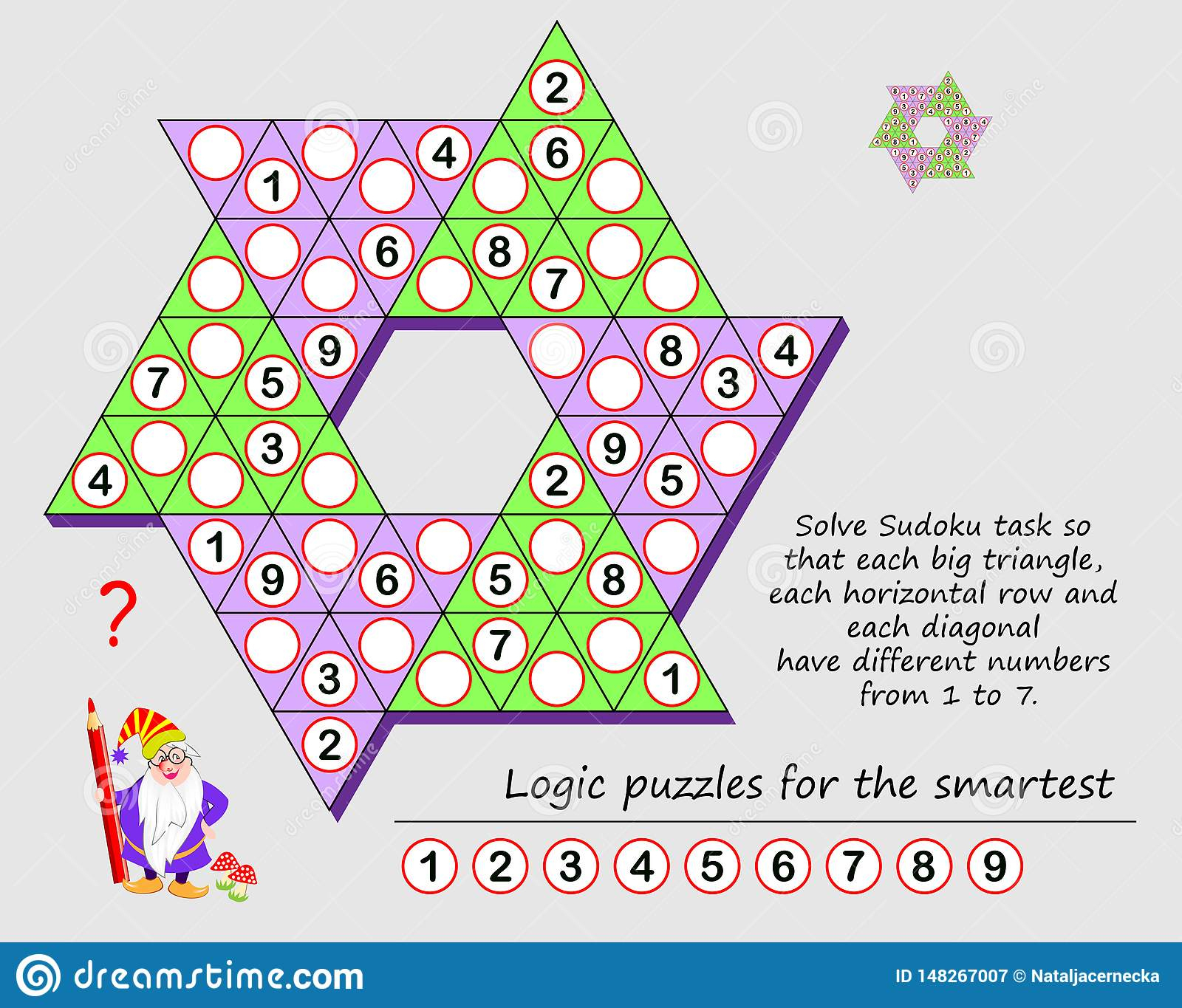 Logic Puzzle Game For Children And Adults. Solve Sudoku