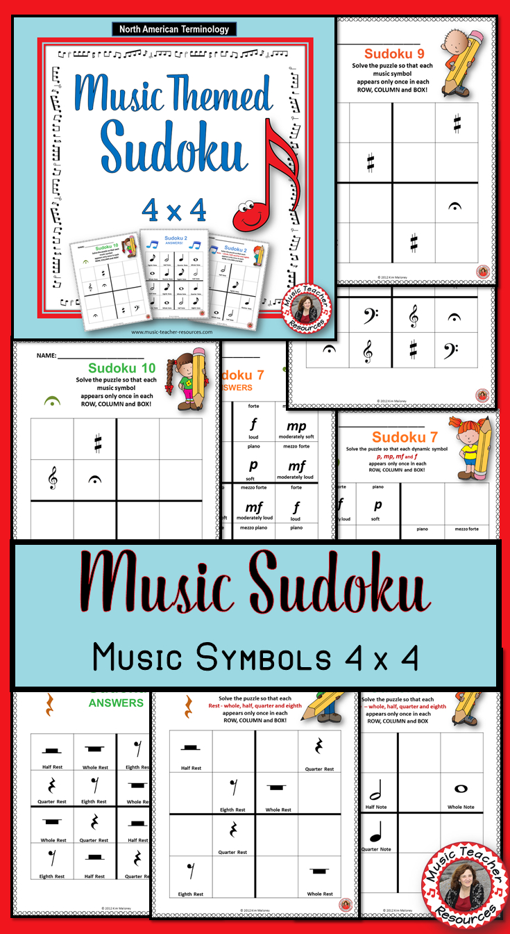 Music Games: Sudoku 4 X 4 Music Worksheets: Music Quiz