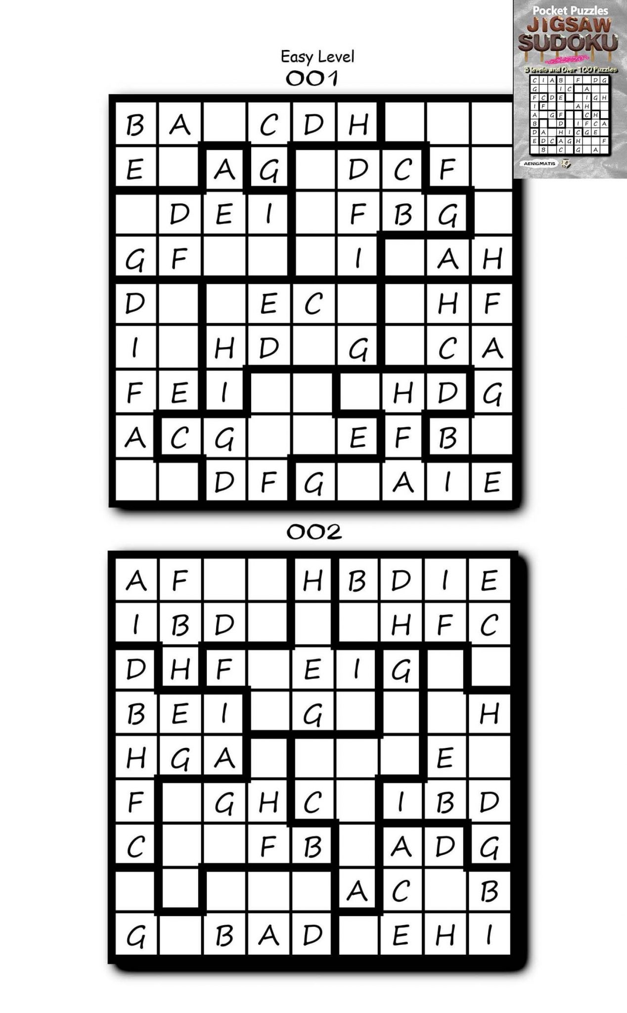 pocket puzzles jigsaw sudoku with letters 3 levels easy sudoku printable
