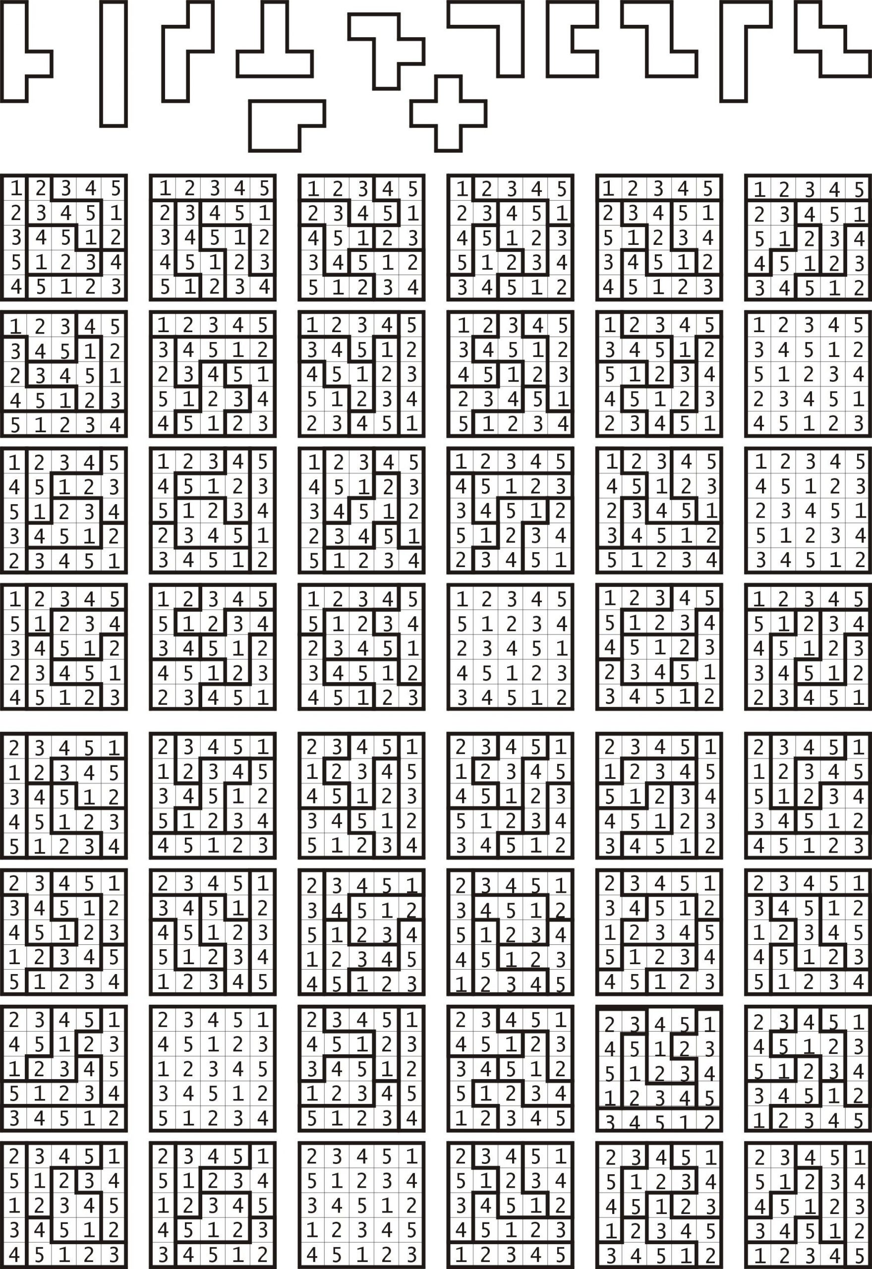 Possible 5X5 Grids Of Numbers 1 To 5 Mimicking Sudoku Puzzle