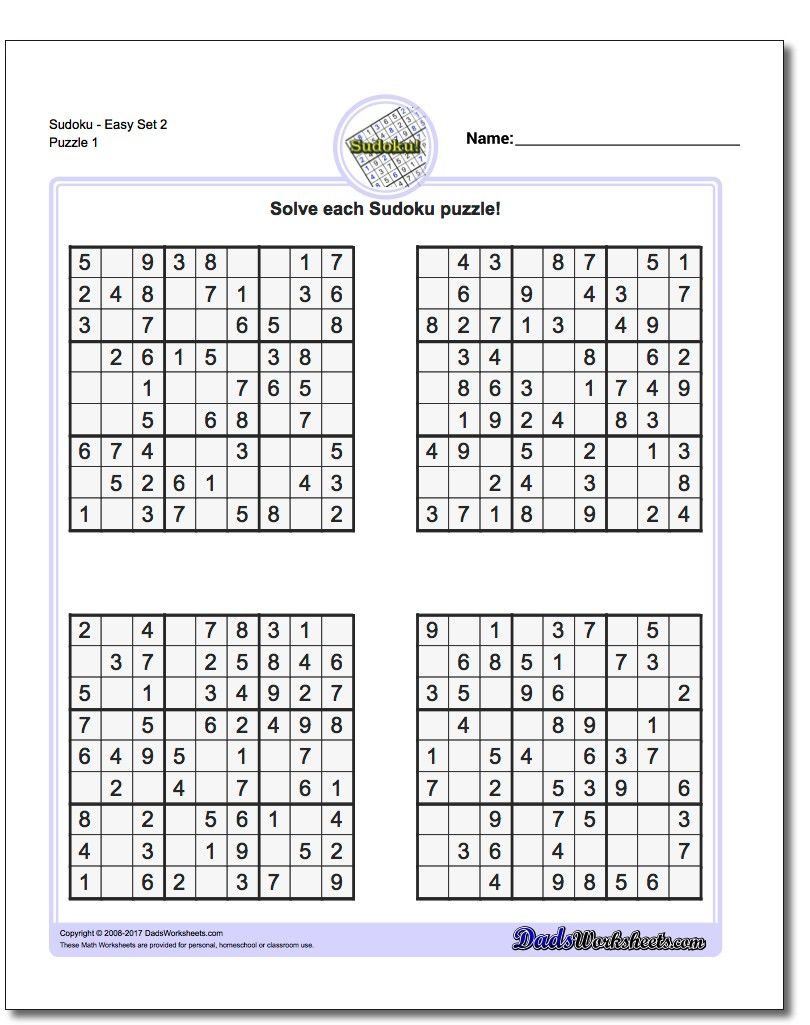 Printable Easy Sudoku | Sudoku, Sudoku Printable, Math