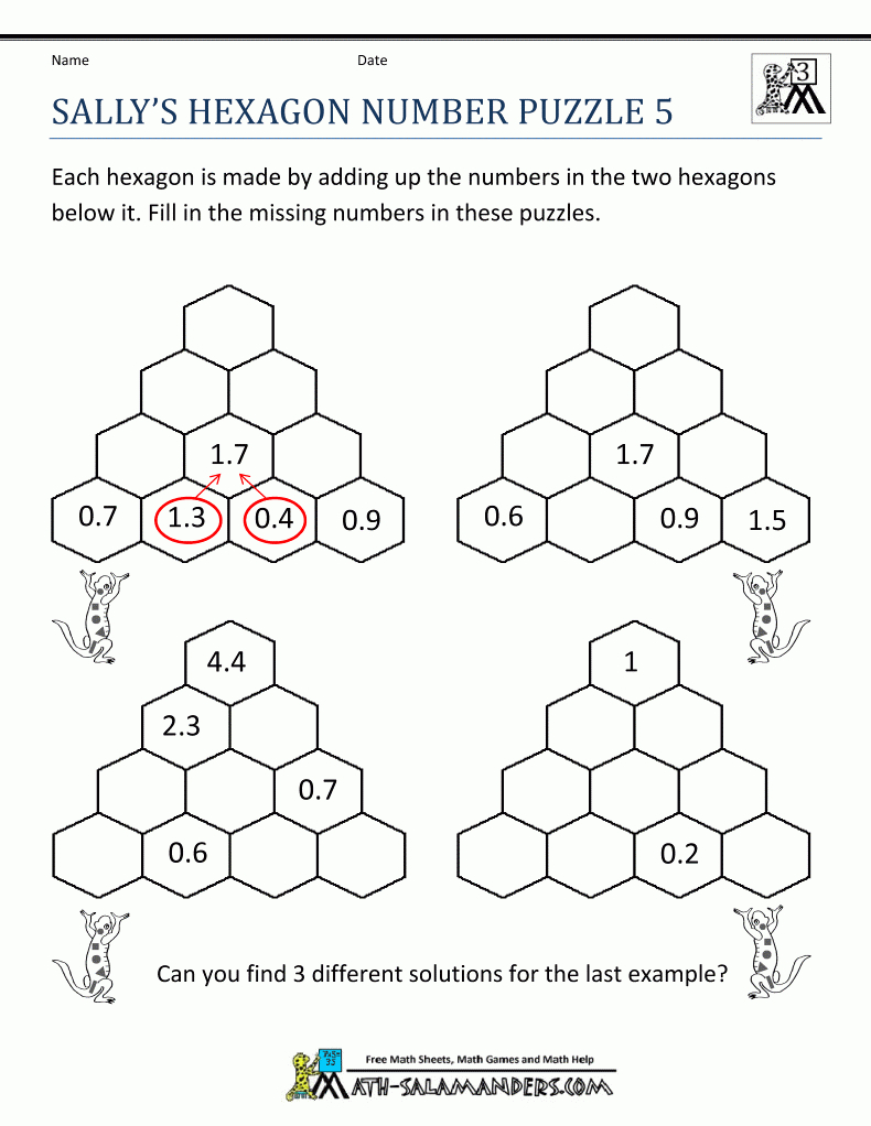 Printable Math Puzzles 5Th Grade | Dibujos Para Matematicas