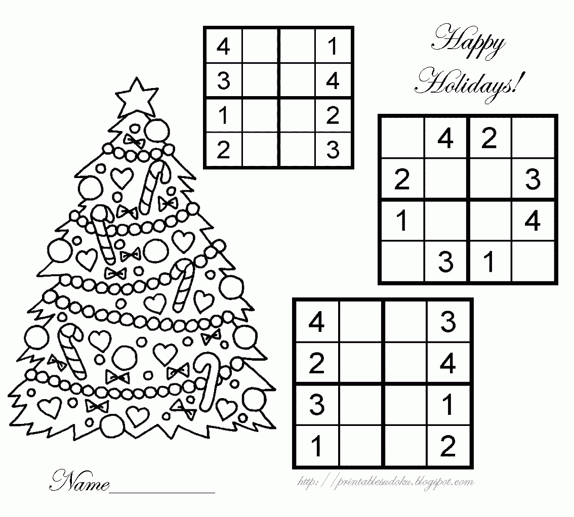 Printable Sudoku: Christmas Easy Sudoku For Children Kids
