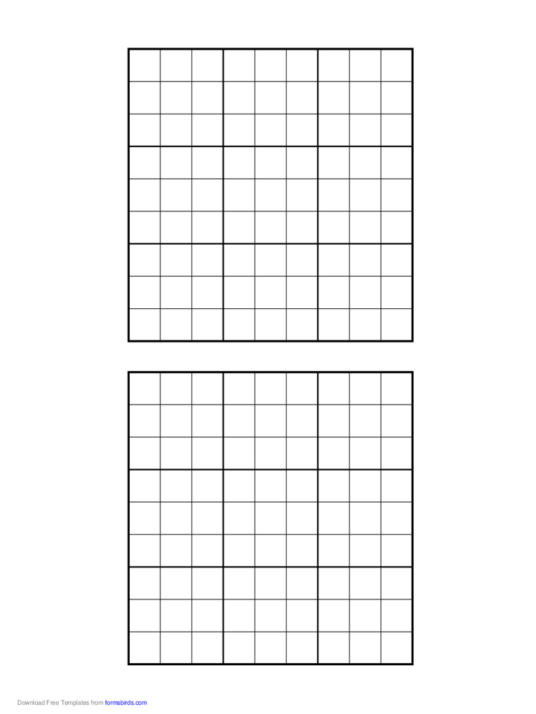 Printable Sudoku Grids - 2 Free Templates In Pdf, Word