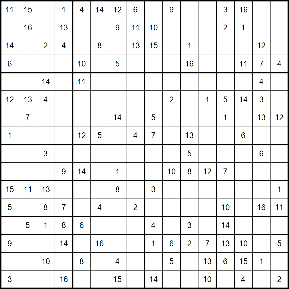 1616 sudoku printable sudoku printable