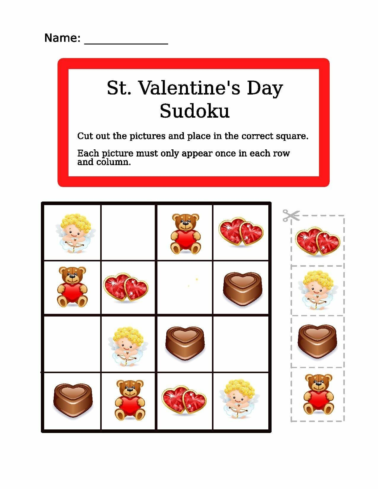 Saint Valentine Picture Sudoku | Free Printable Puzzle Games