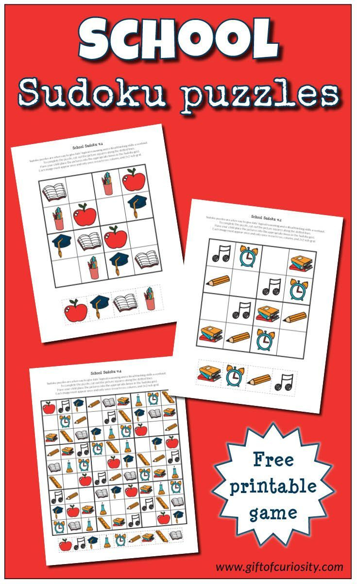 School Sudoku Puzzles {Free Printables} - Wiskunde, Kinderen