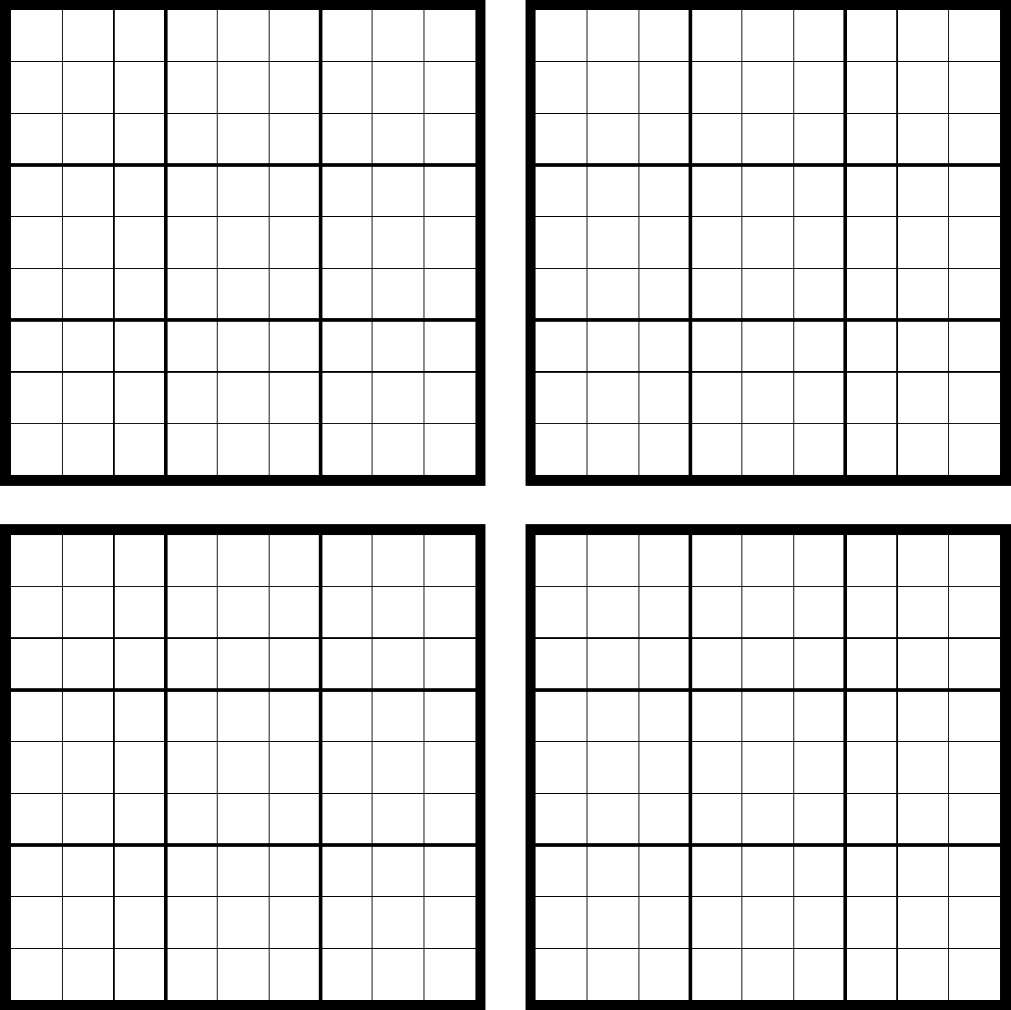 double sided blank sudoku grid