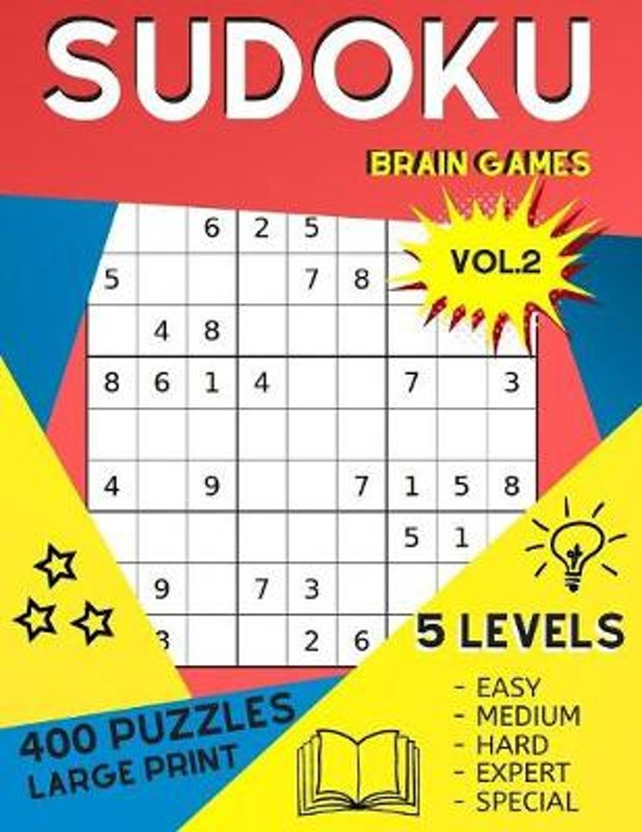 Sudoku Brain Games Vol.2 400 Puzzles Large Print - 5 Levels Easy Medium  Hard Expert Special