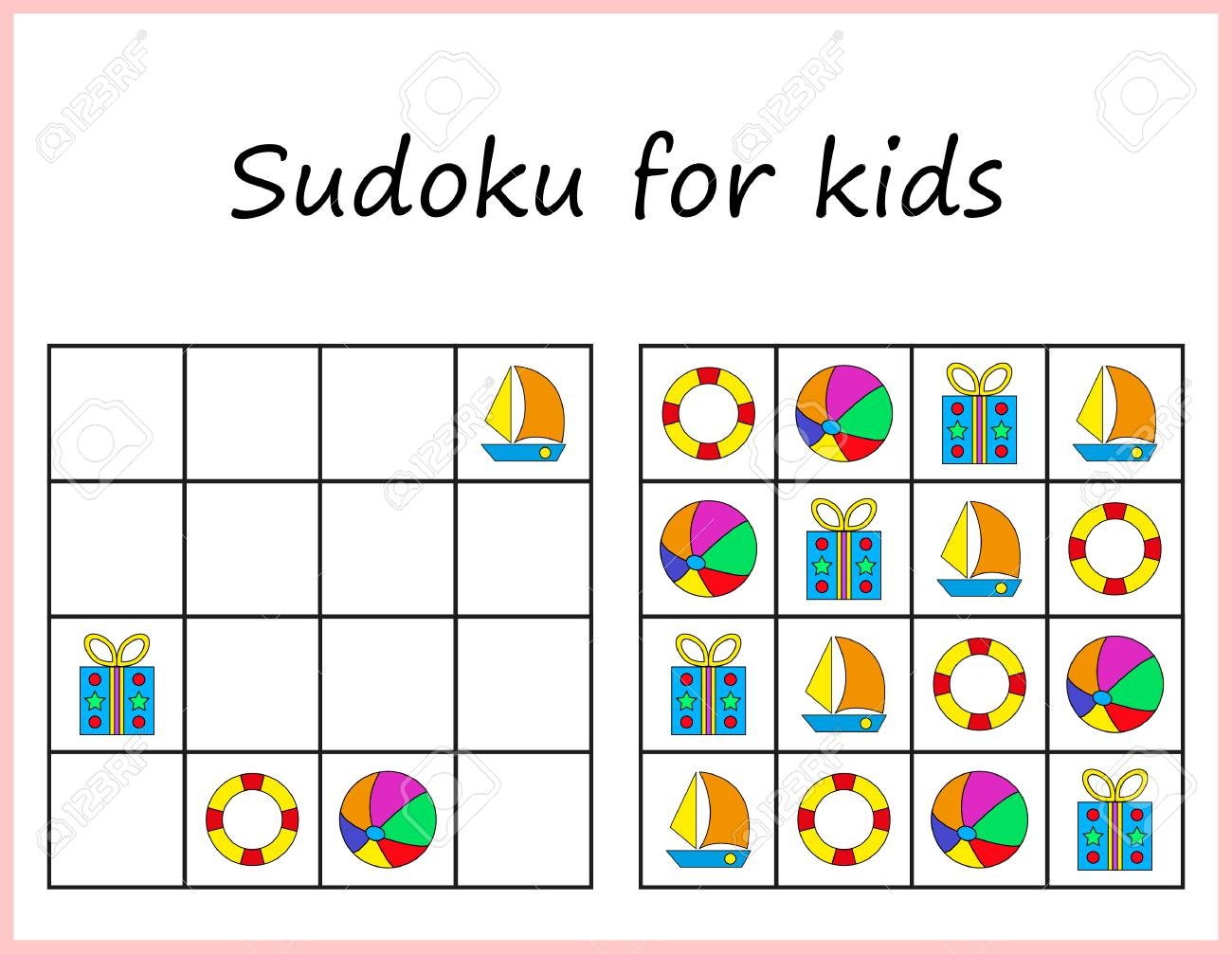 Sudoku For Kids. Game For Preschool Kids, Training Logic. Worksheet..