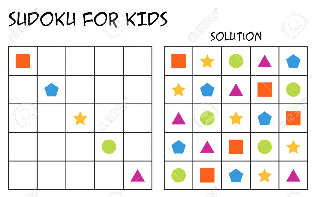 Sudoku For Kids With Solution, Puzzle For Children To Complete..