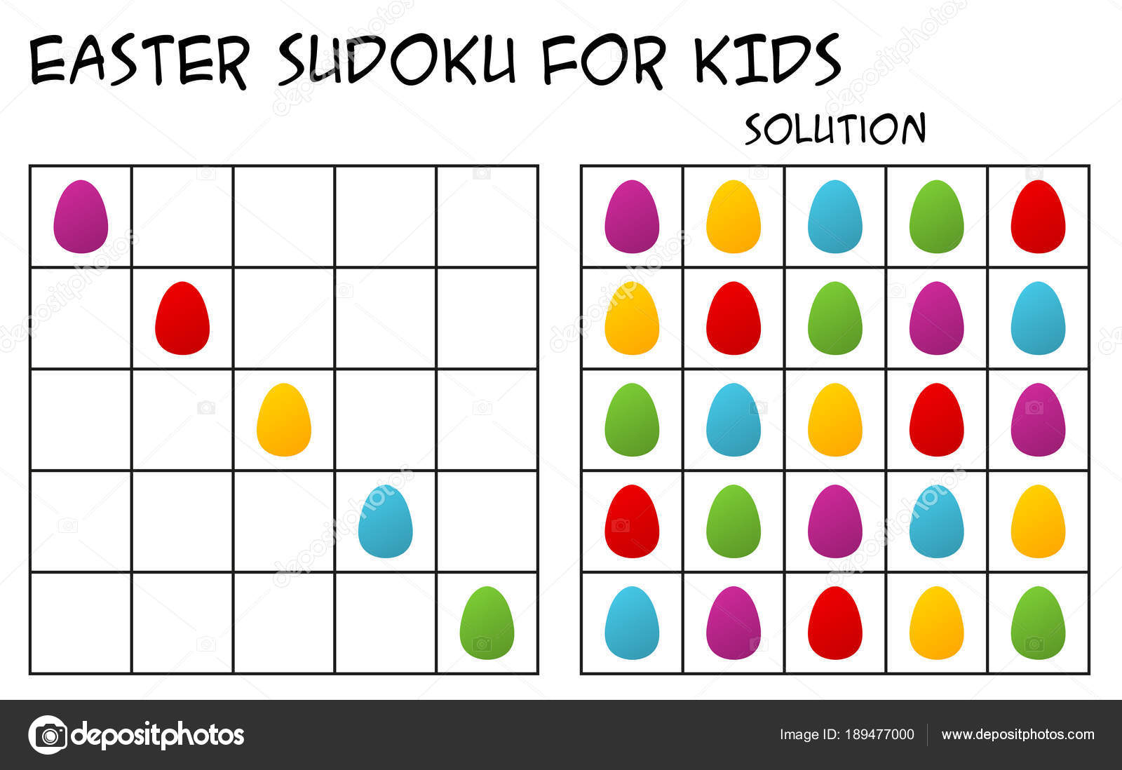 Sudoku For Kids With Solution, Seasonal Easter Theme With