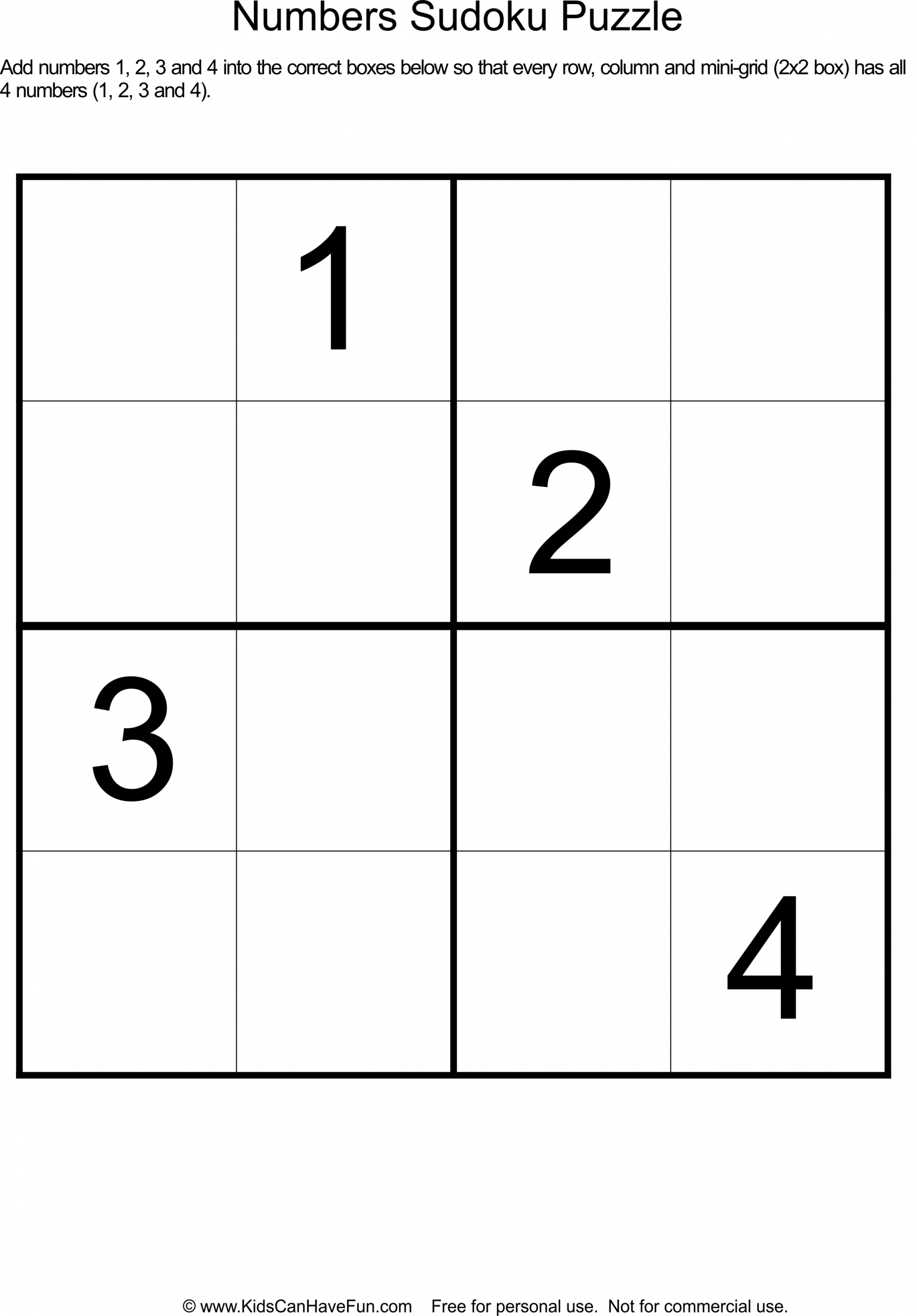 Sudoku Numbers Puzzle For Kids Http://www.kidscanhavefun