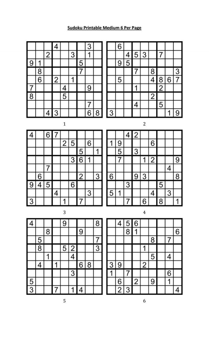 Sudoku Printable Medium 6 Per Pageaaron Woodyear Issuu Sudoku Printable