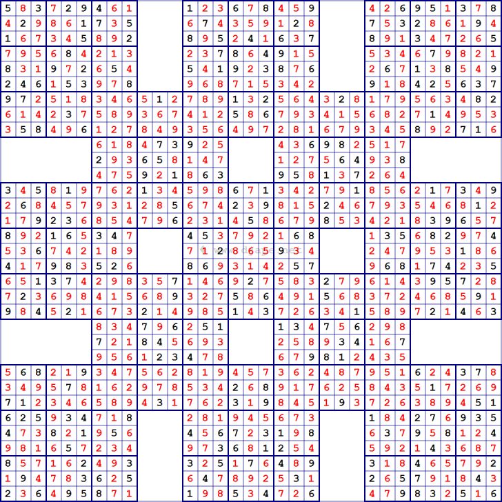 super samurai sudoku 13 grids sudoku printable
