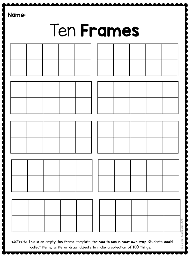 Ten Frames For The 100Th Day Of School | 100 Days Of School