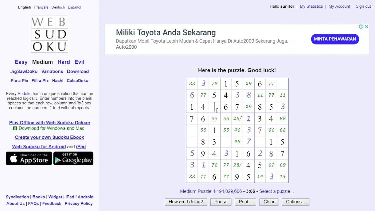 Web Sudoku Medium | Printablepedia